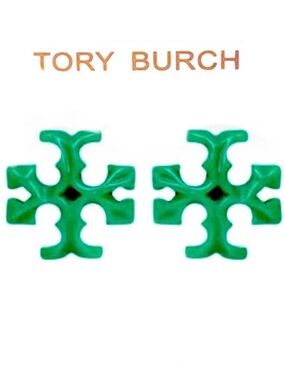 TORY BURCH Green Roxanne logo earrings